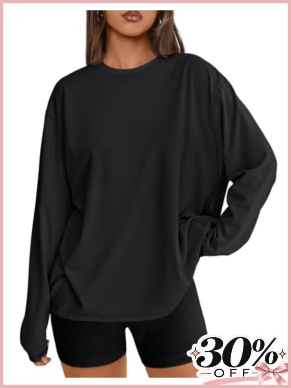Oversized Long Sleeve Crew Neck T-Shirt Lightweight Stretch Casual Tee